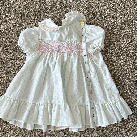 Vintage Polly Flinders Pink Green Formal Shortsleeve Floral Embroidered Dress - Picture 7 of 13